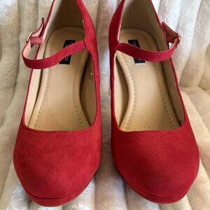 Dailey Round Toe Red Dress Pumps 4" High Heels Christmas Party Office Shoes 8.5